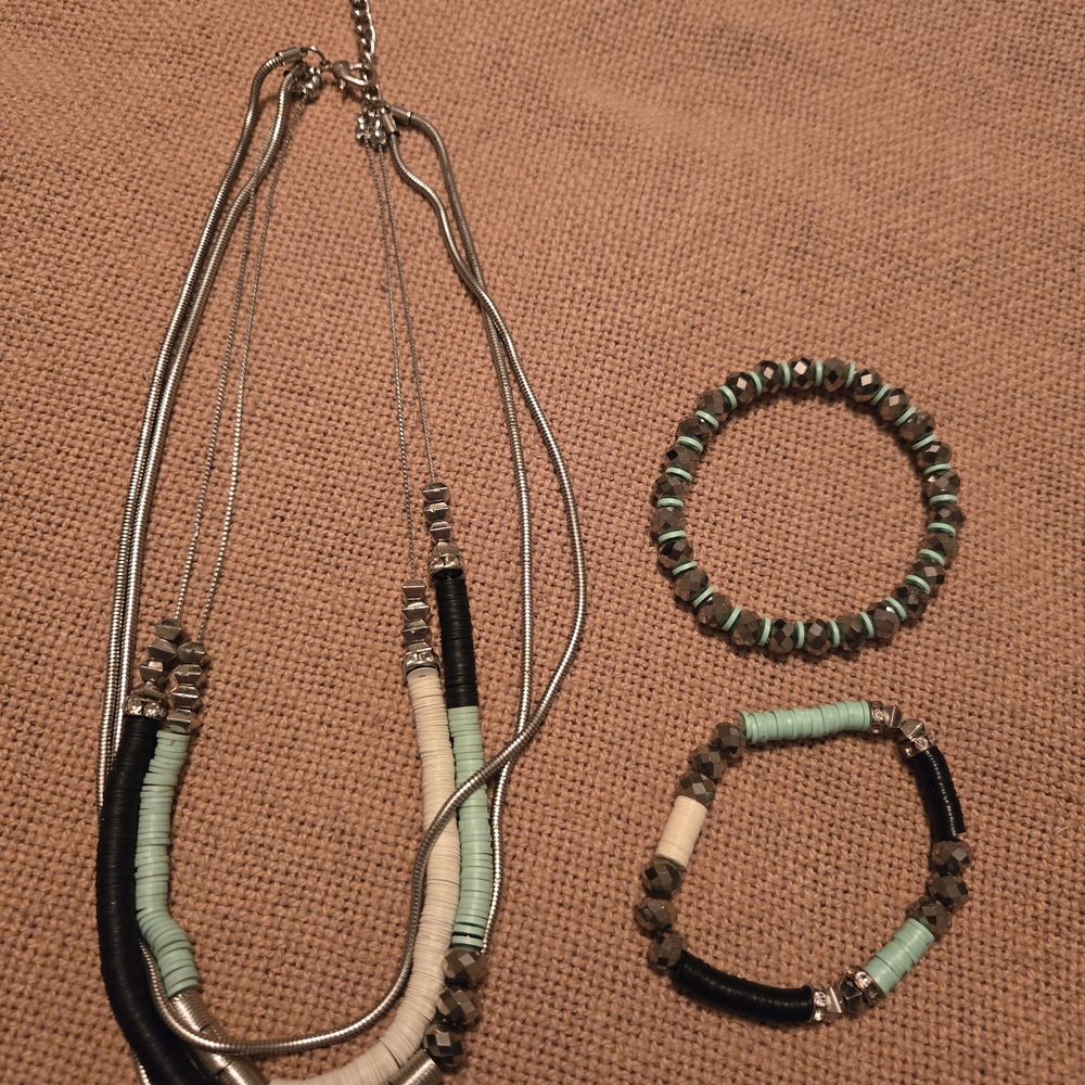 Elegant Silver and Black Jewelry Set